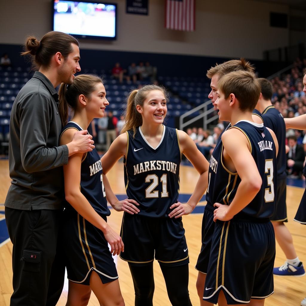 Student athletes demonstrating teamwork during a game