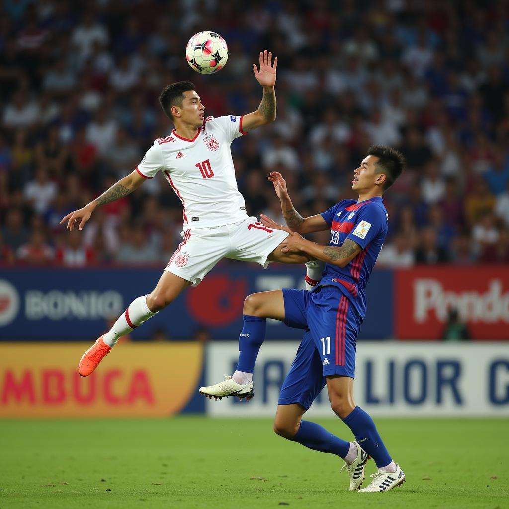 Tall Thai U22 Player Winning a Header