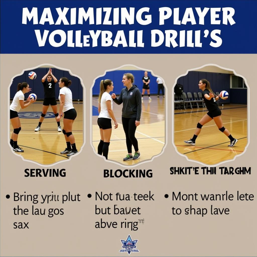 Volleyball Players Performing Targeted Drills for Serving and Blocking