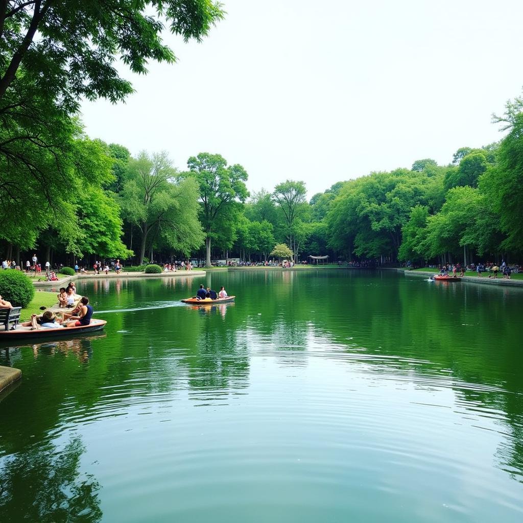 Serene lake at Thu Le Park in Cau Giay