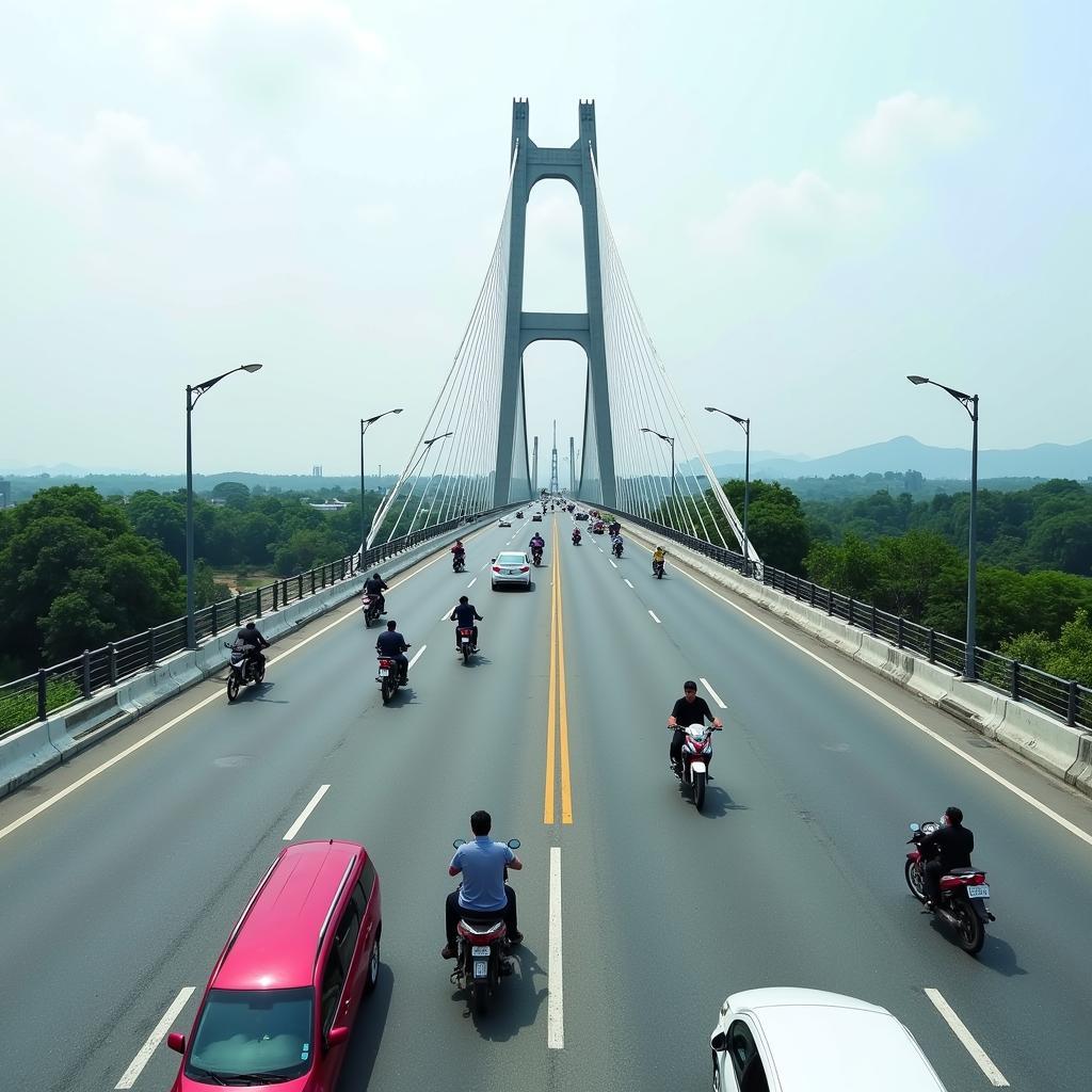 Traffic flowing smoothly across the Thu Thiem 2 Bridge