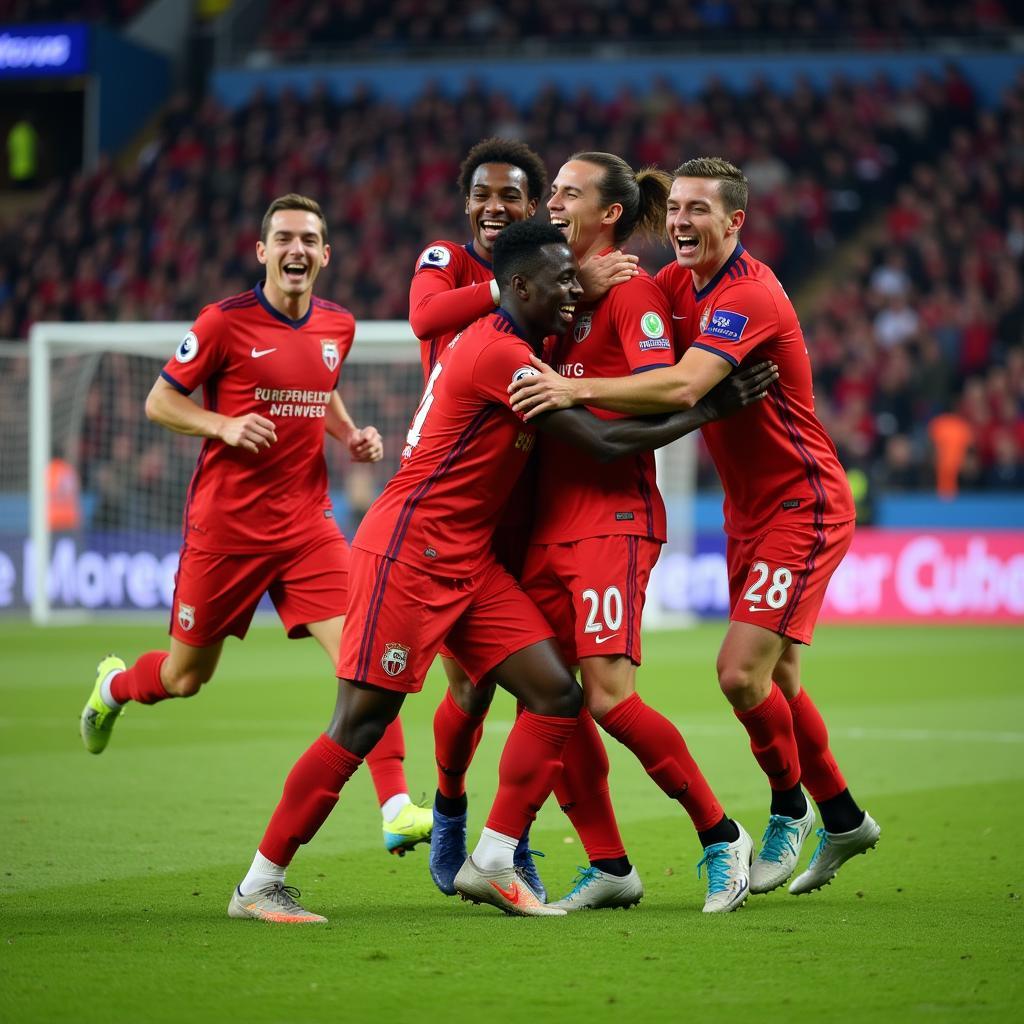 Best Football Players Celebrating a Goal Together