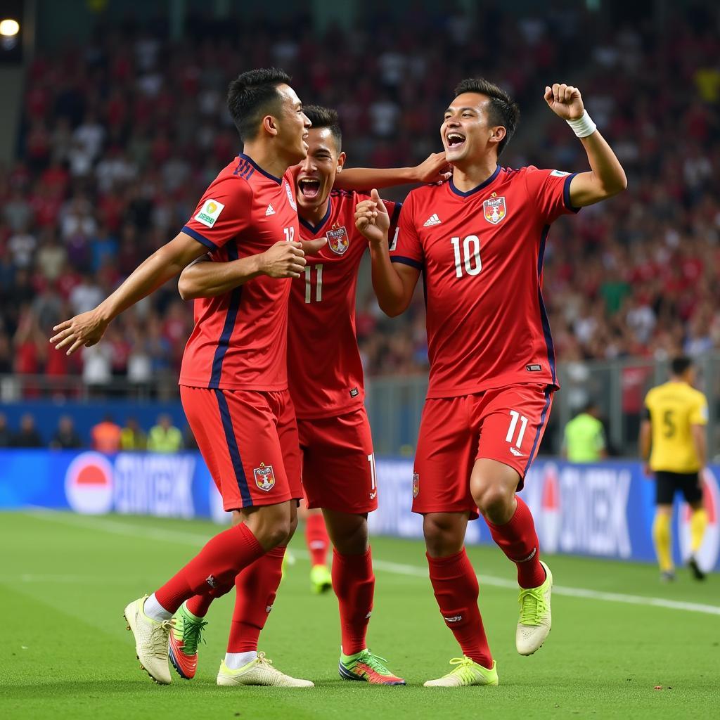 U22 Indonesia players celebrating a goal during the SEA Games 30.