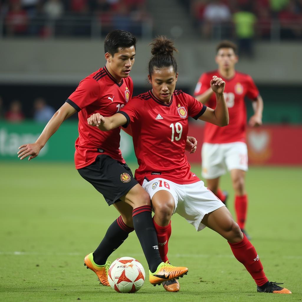 U22 Indonesia competing in the final match of the SEA Games 30.