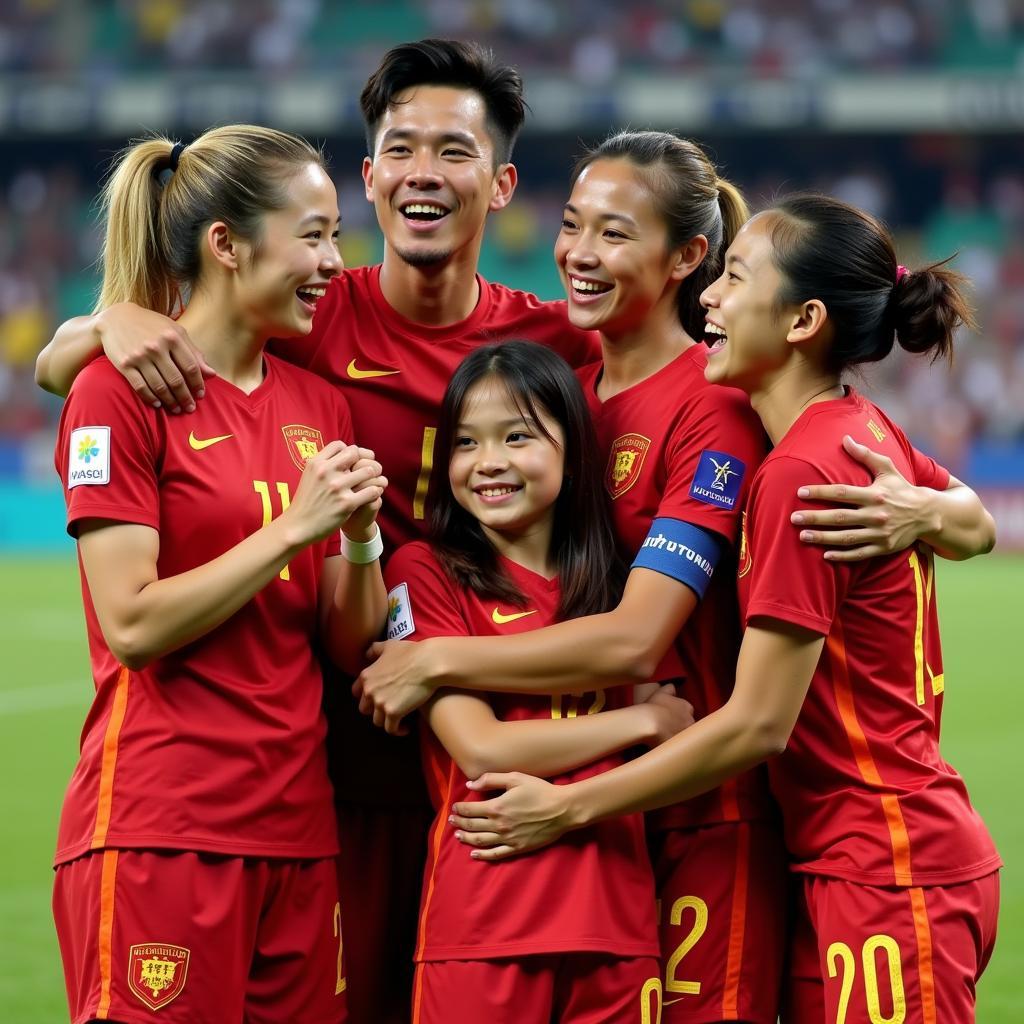 U22 Vietnam Players Celebrating with Loved Ones