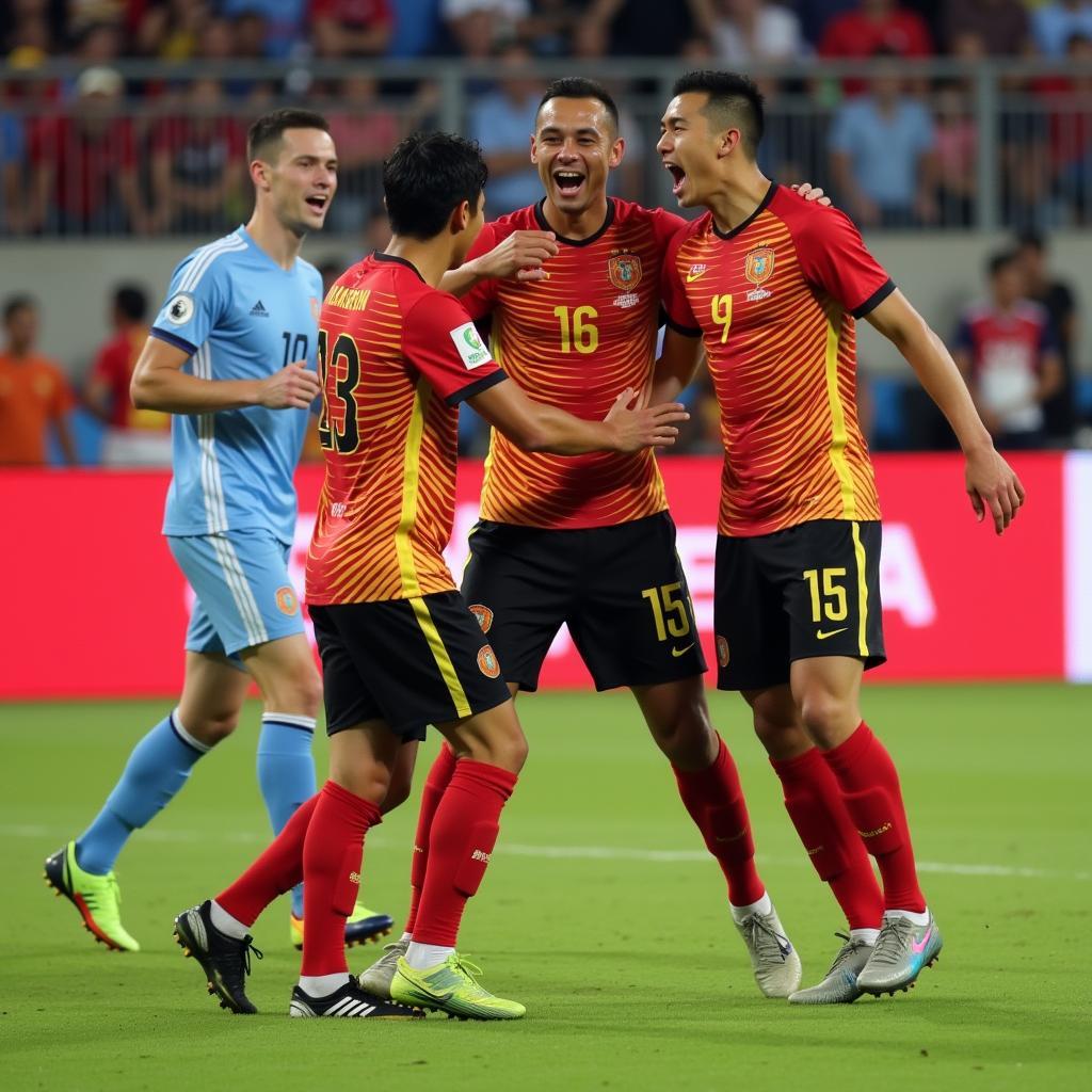 U23 Asian Cup players celebrating a goal