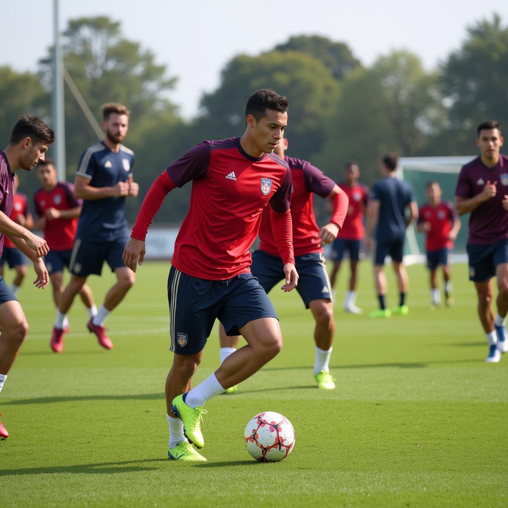 U23 Football Players Training Intensely