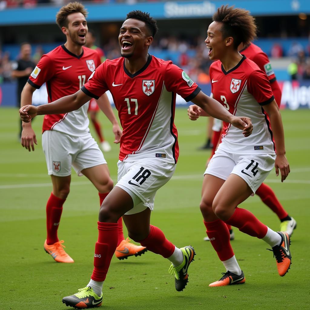 U23 Football Players Celebrating a Goal