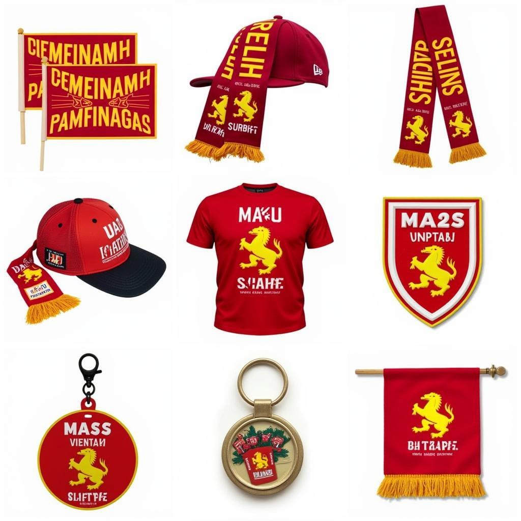 Various accessories and merchandise for U23 Vietnam football fans