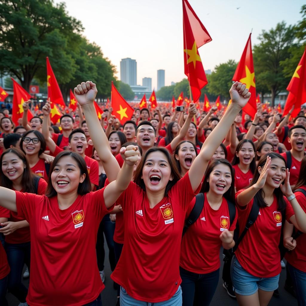 U23 Vietnam Fans Celebrating a Victory