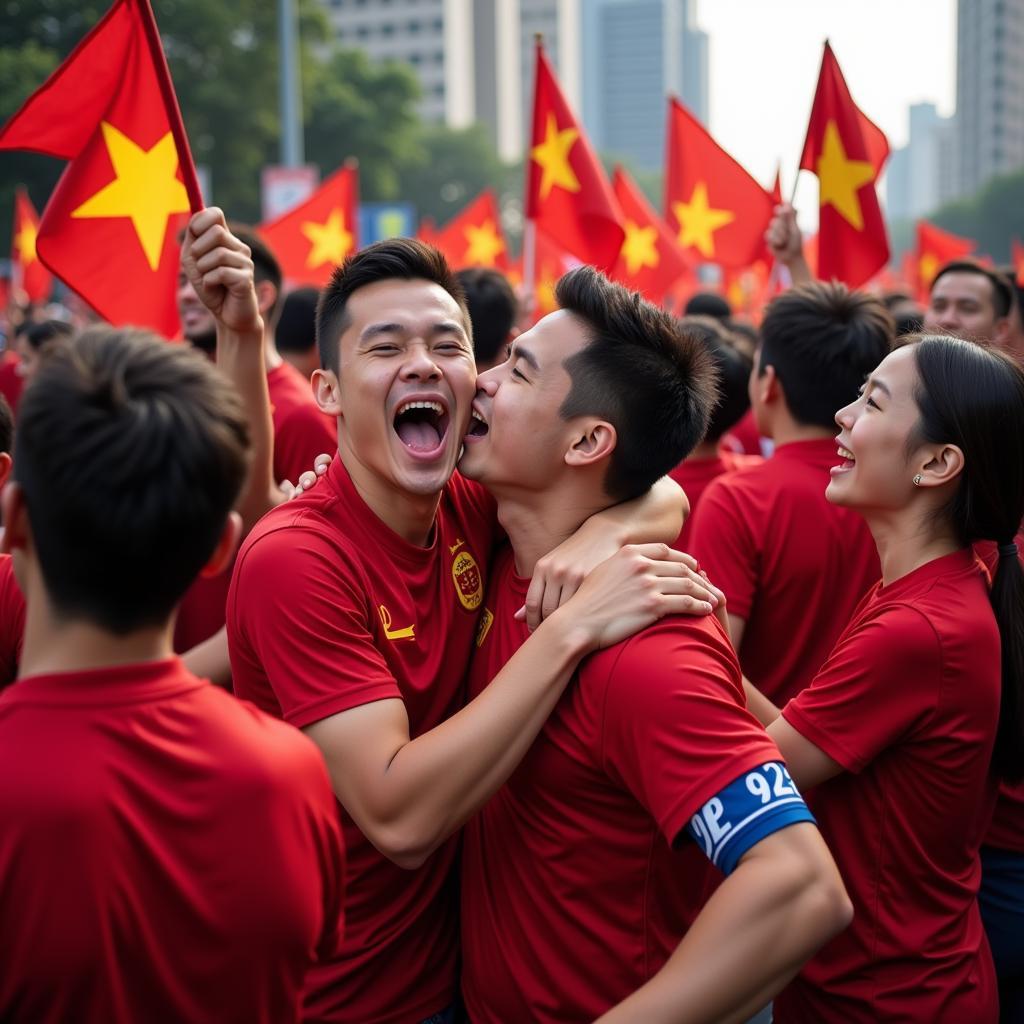 U23 Vietnam fans celebrating in the streets