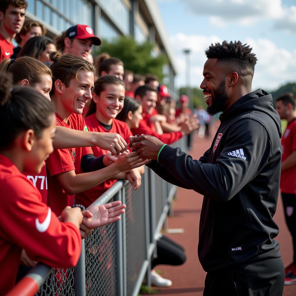 U23 Vietnam players meeting and interacting with fans