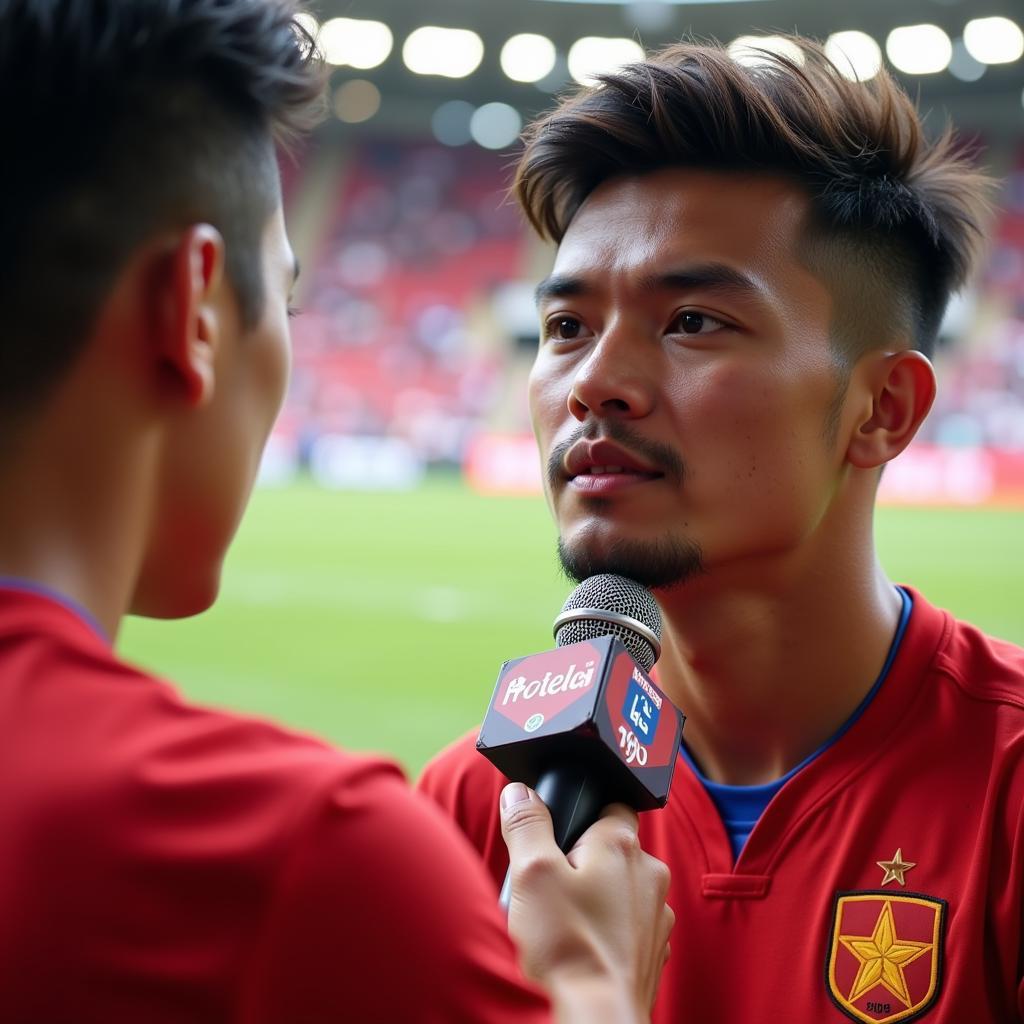 A U23 Vietnam player giving an interview about his career