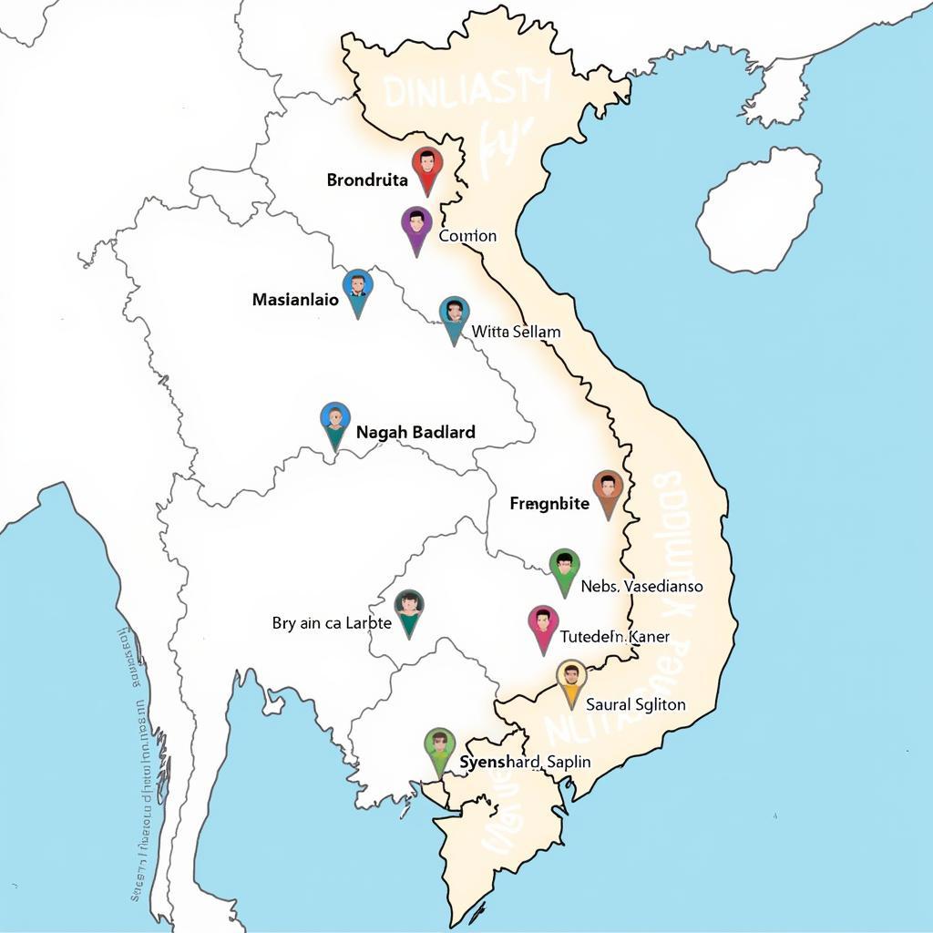 Map of U23 Vietnam Player Hometowns