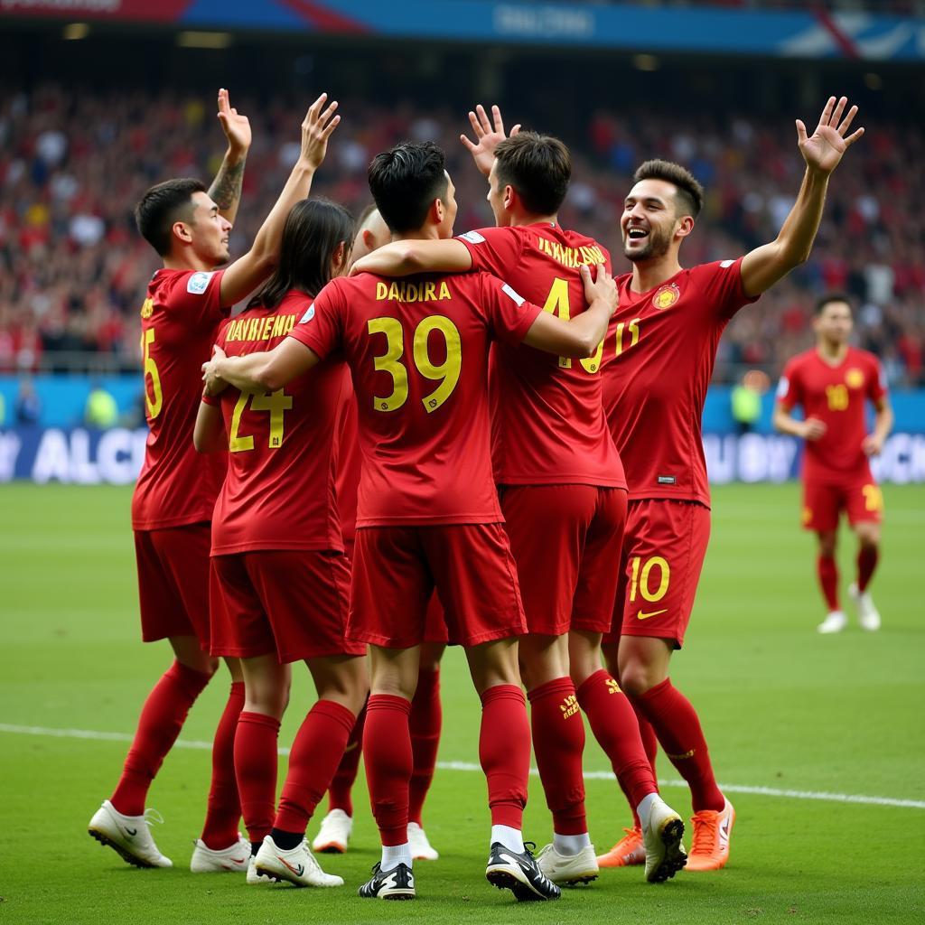 U23 Vietnam Players Celebrating Victory