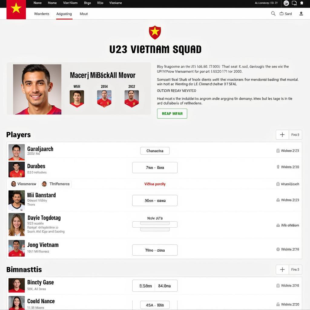 U23 Vietnam Squad Information Website