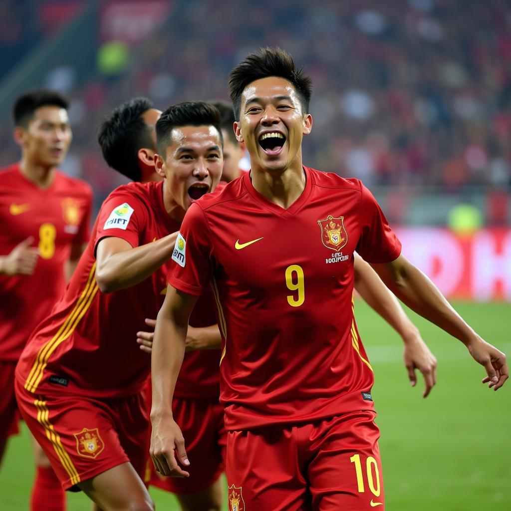 U23 Vietnam Striker Celebrating a Goal