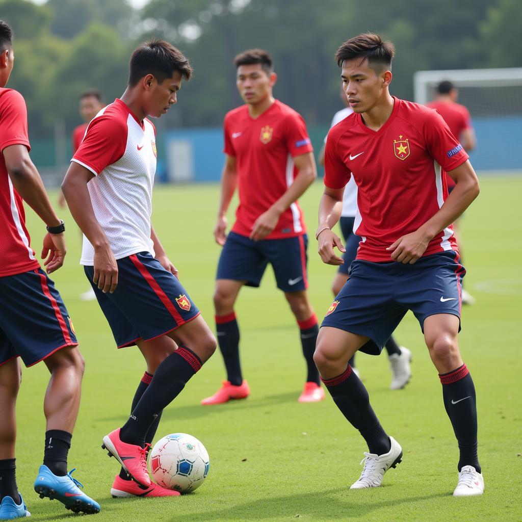 U23 Vietnam team training on the field