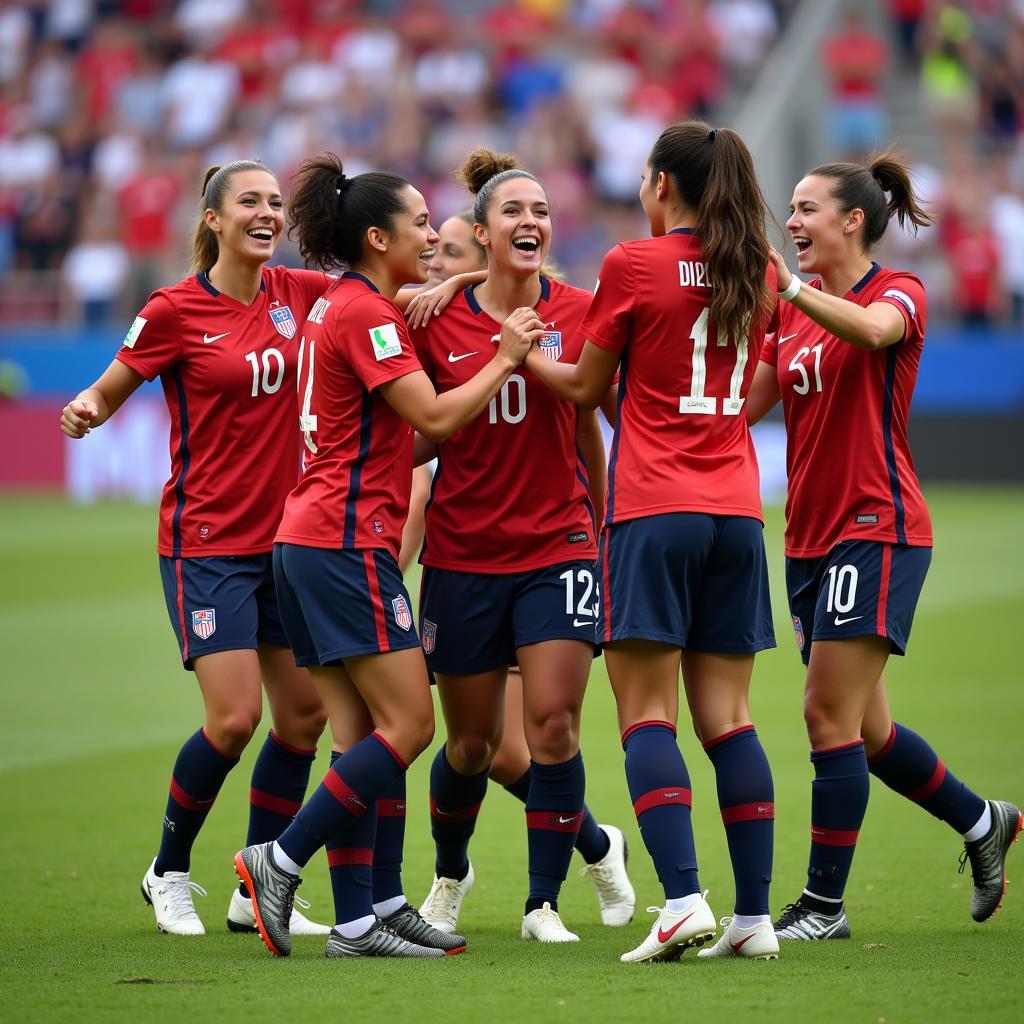 US Women's National Soccer Team Celebrating a Victory