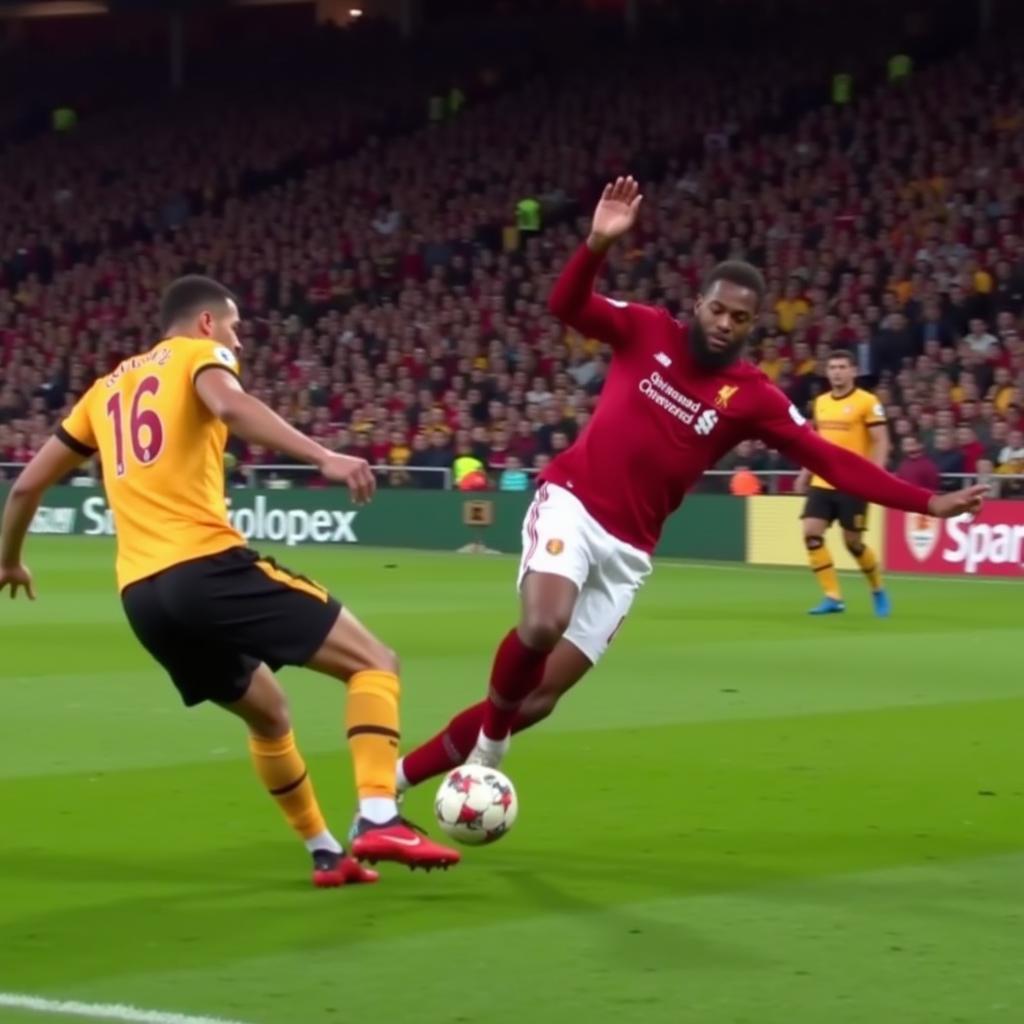 Virgil van Dijk showcasing his defensive skills in a 2019 match.