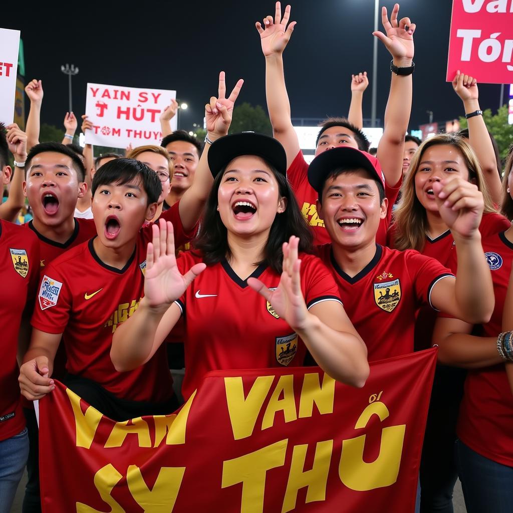 Fans cheering for Van Sy Thuy