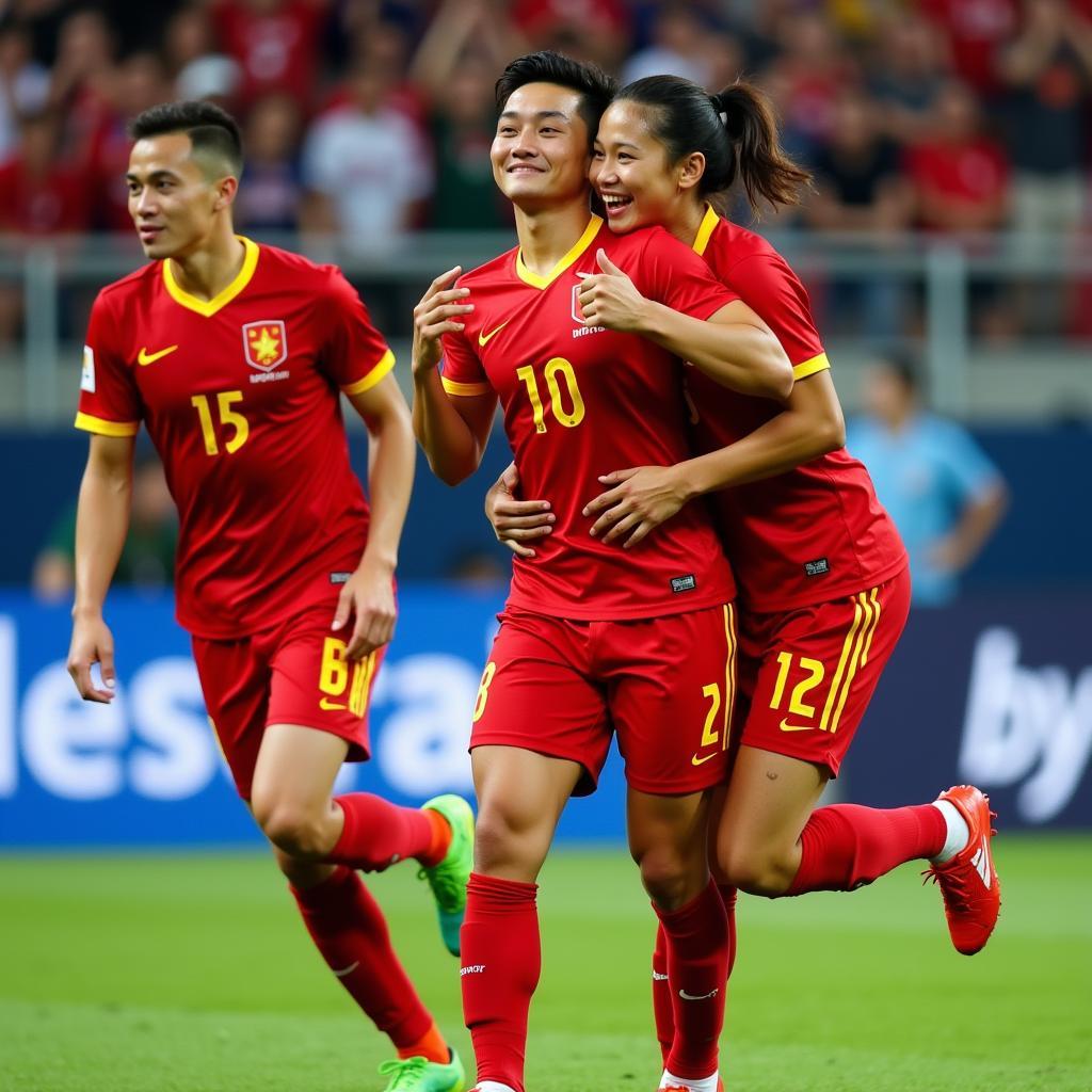 U22 Vietnam Player Celebrating a Goal