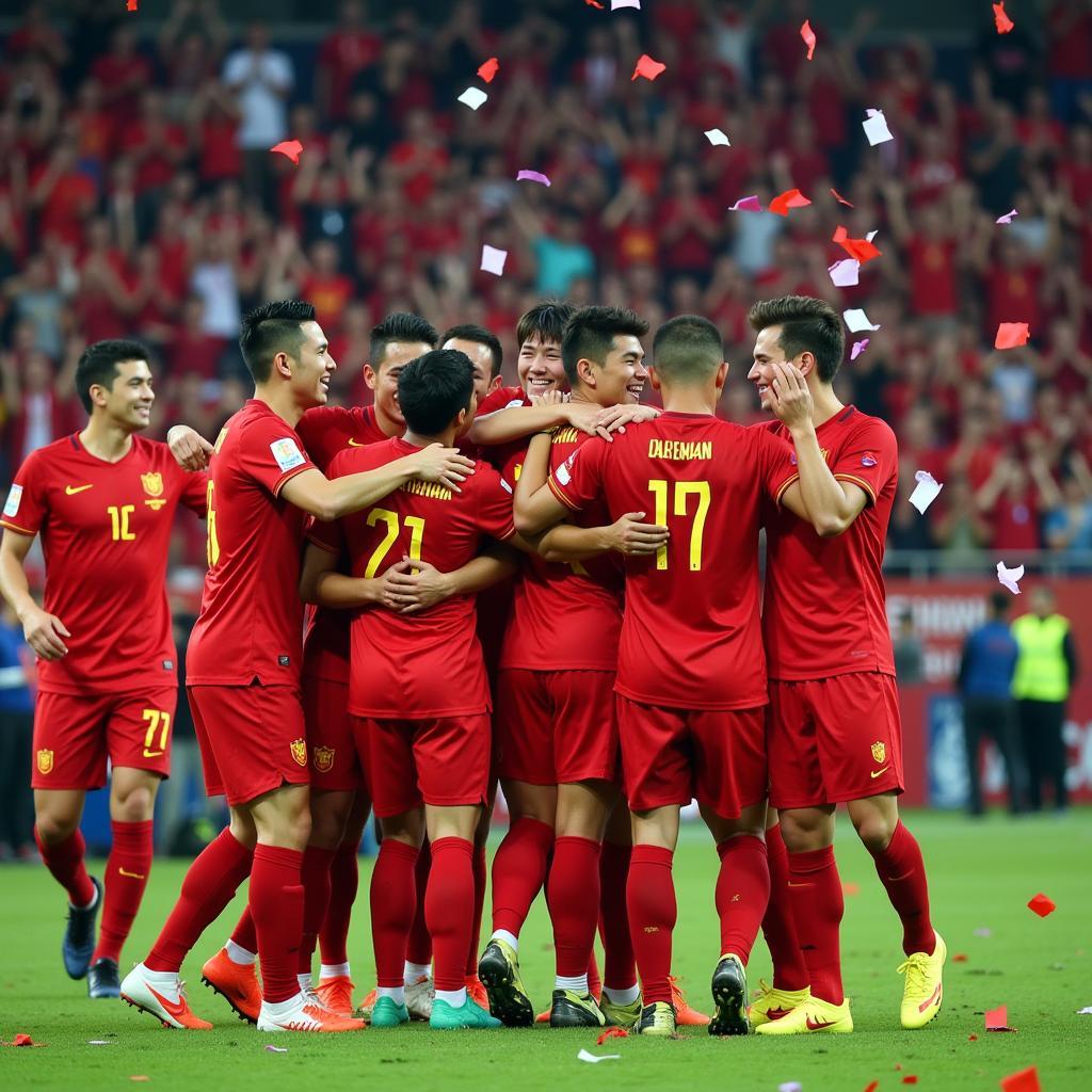 Vietnam U23 Football Team Celebrates a Victory