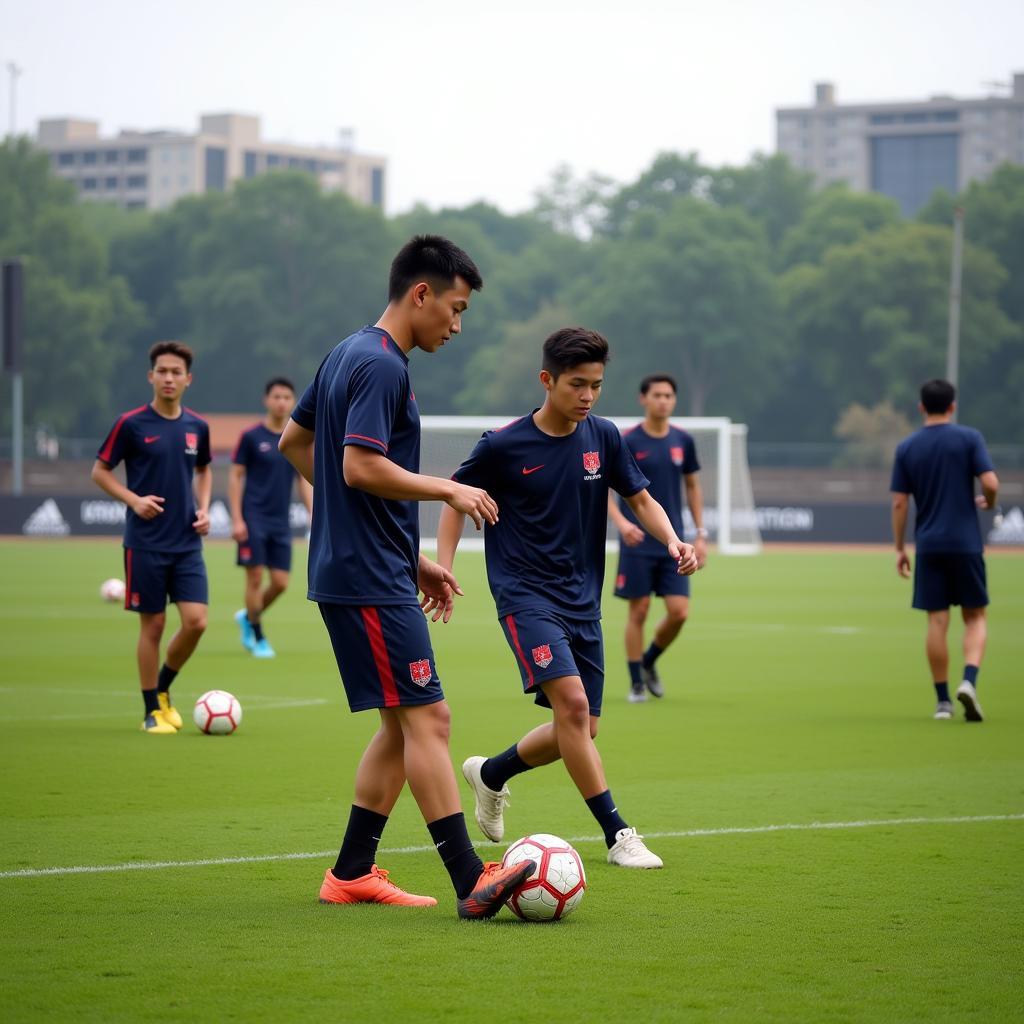 Vietnamese 8x Footballers Training Hard