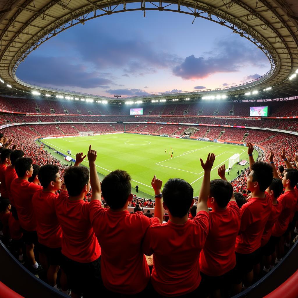 Vietnamese Fans Cheering in Stadium