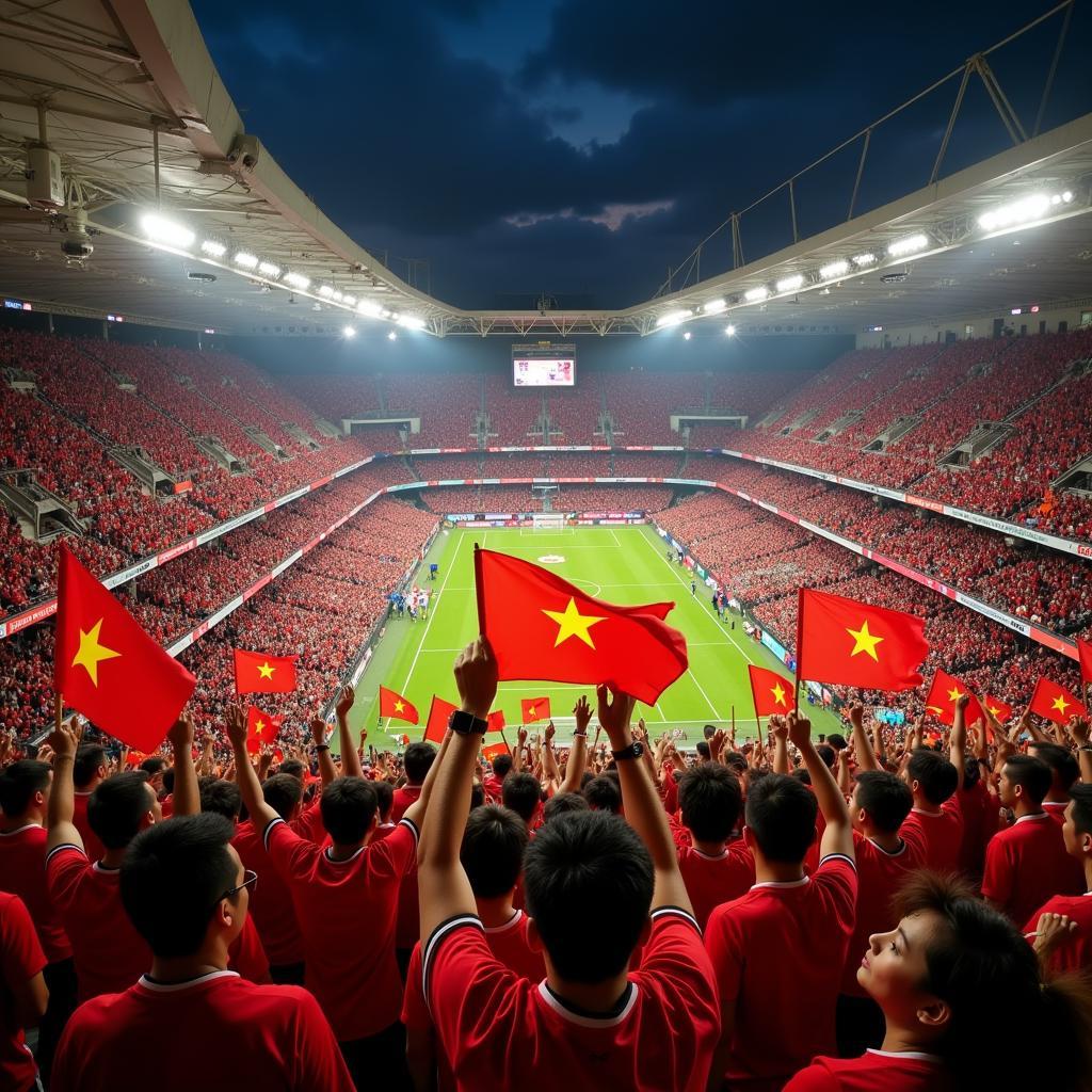 Passionate Vietnamese football fans