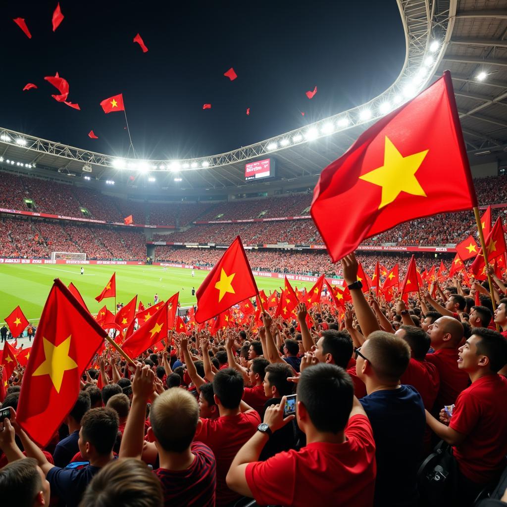 Vietnamese Football Fans Cheering Their Team