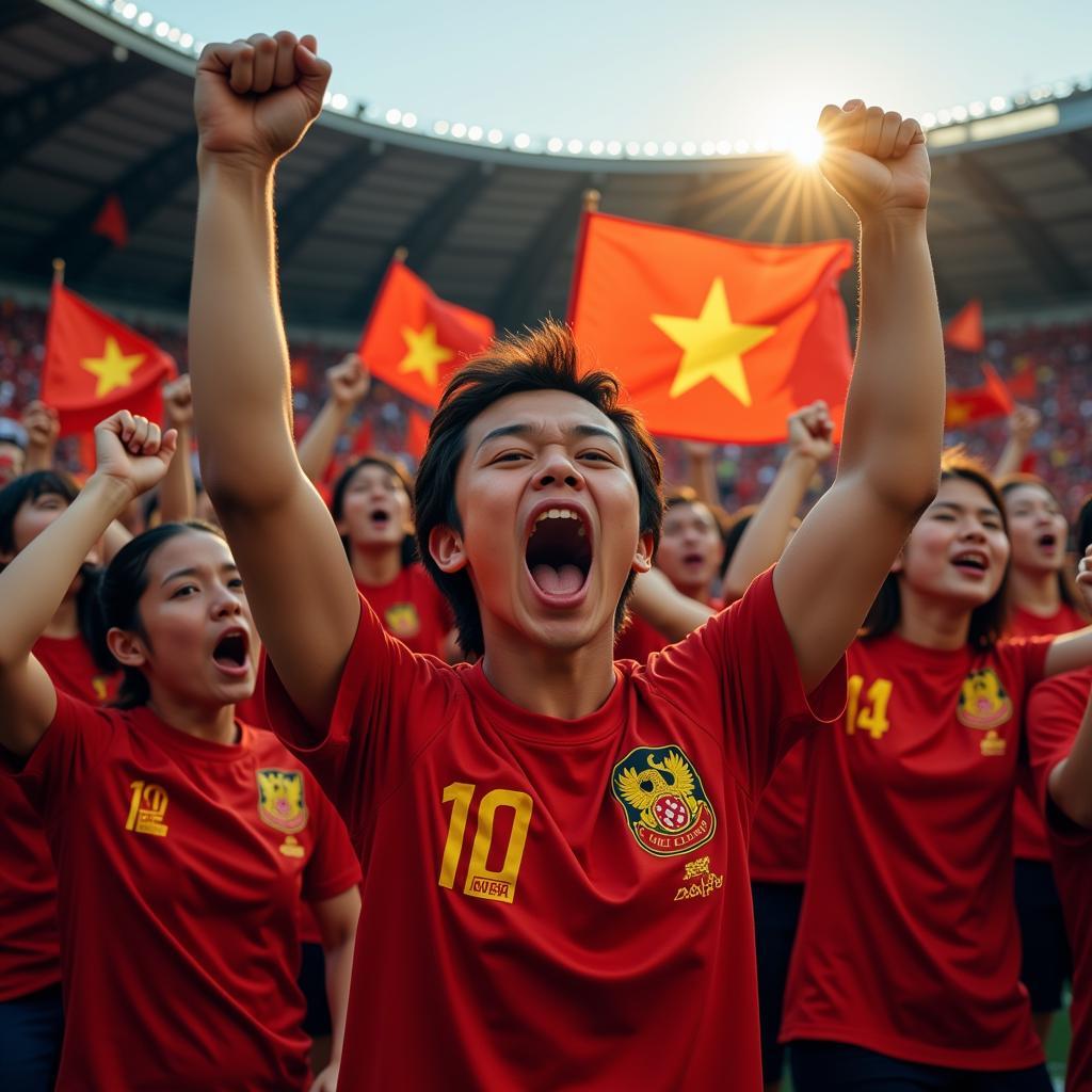 Vietnamese Football Fans Cheering