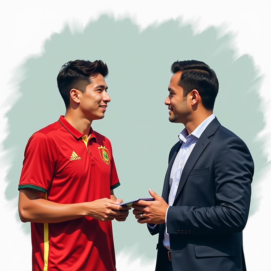 Vietnamese Football Player Meeting with Agent