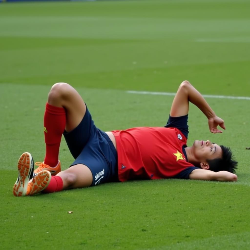 Vietnamese Football Player Training Exhaustion