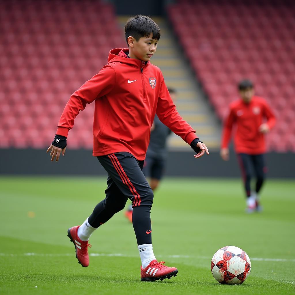 Vietnamese Player Training with Arsenal