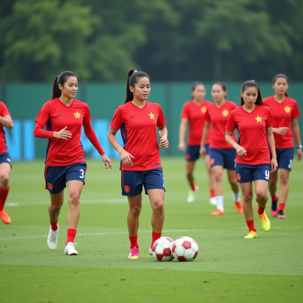 Vietnamese Women's Football Team Training