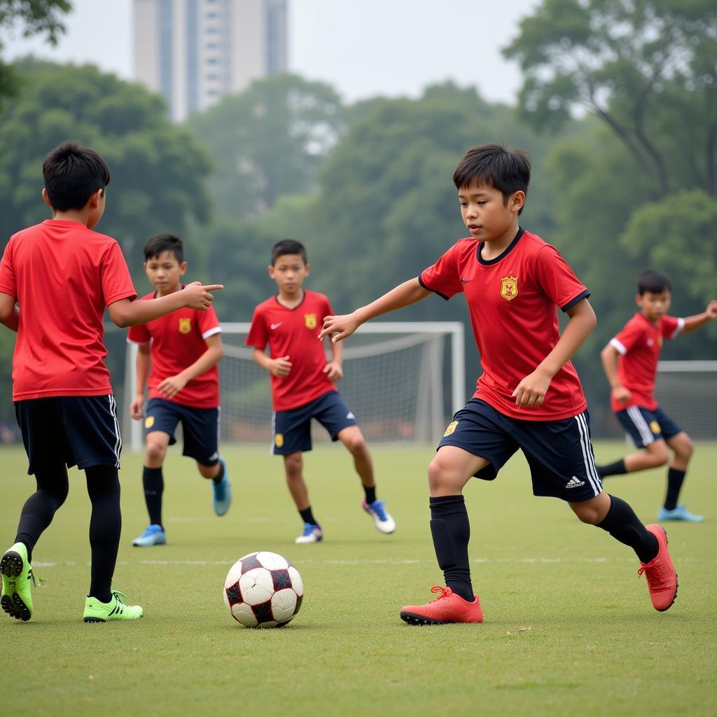 Young Vietnamese Football Players Training