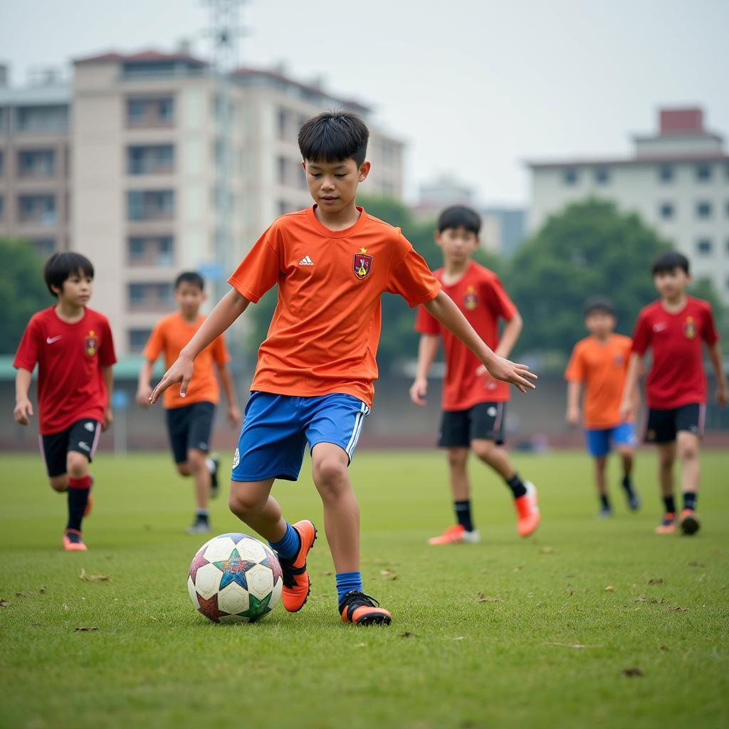 Vietnamese Youth Football Team Practicing