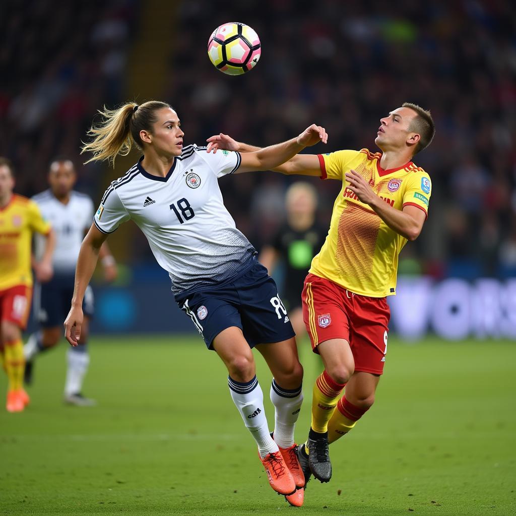 Vlahovic and Haaland head-to-head battle for the ball