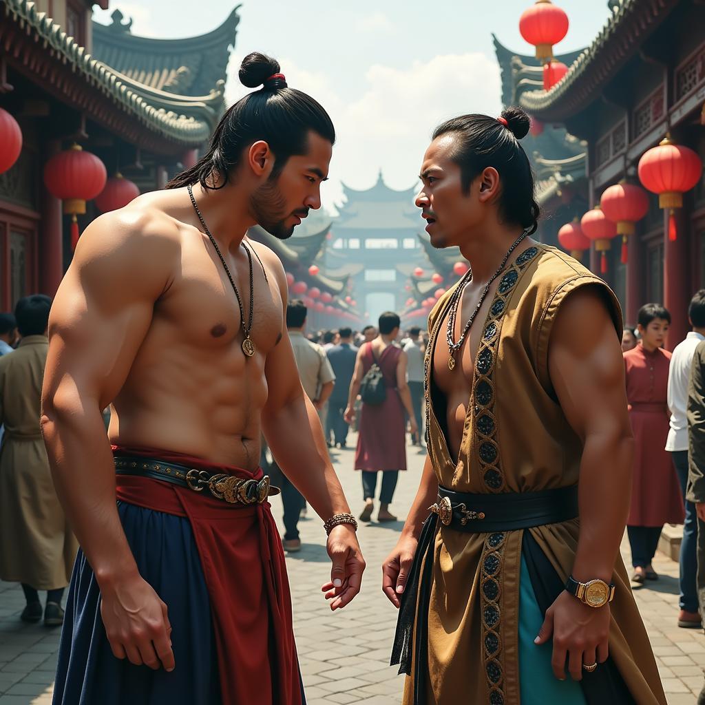 Vo Tong confronts Ximen Jin on the Lion Bridge