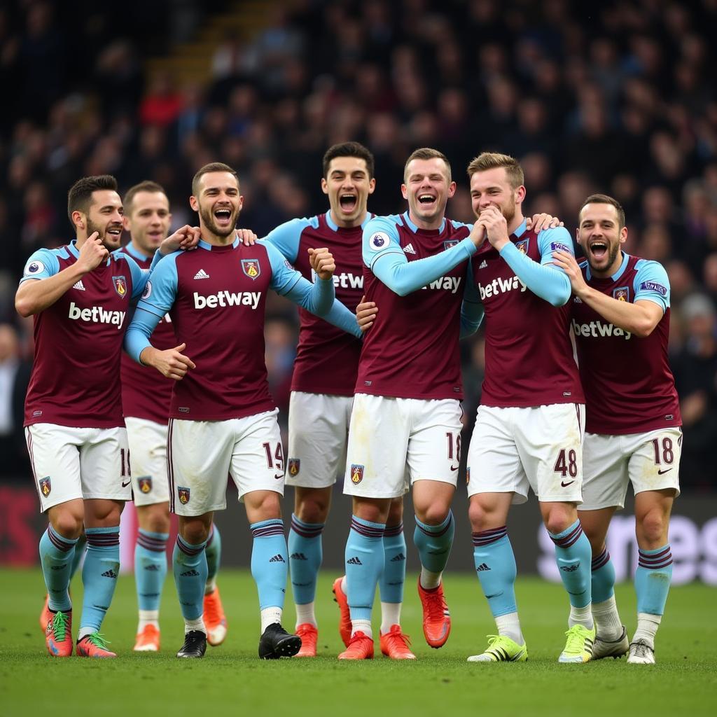 West Ham players celebrating a victory