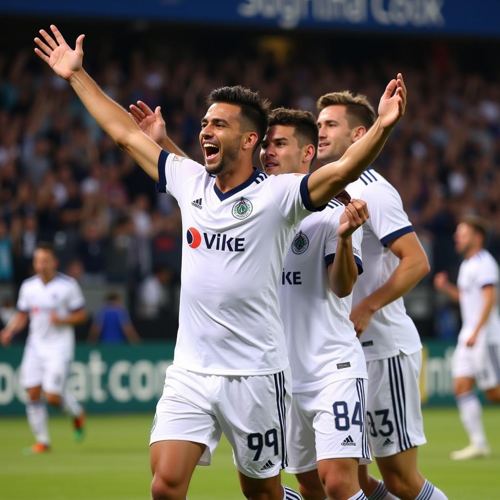 Whitecaps Forward Celebrating a Goal with Teammates