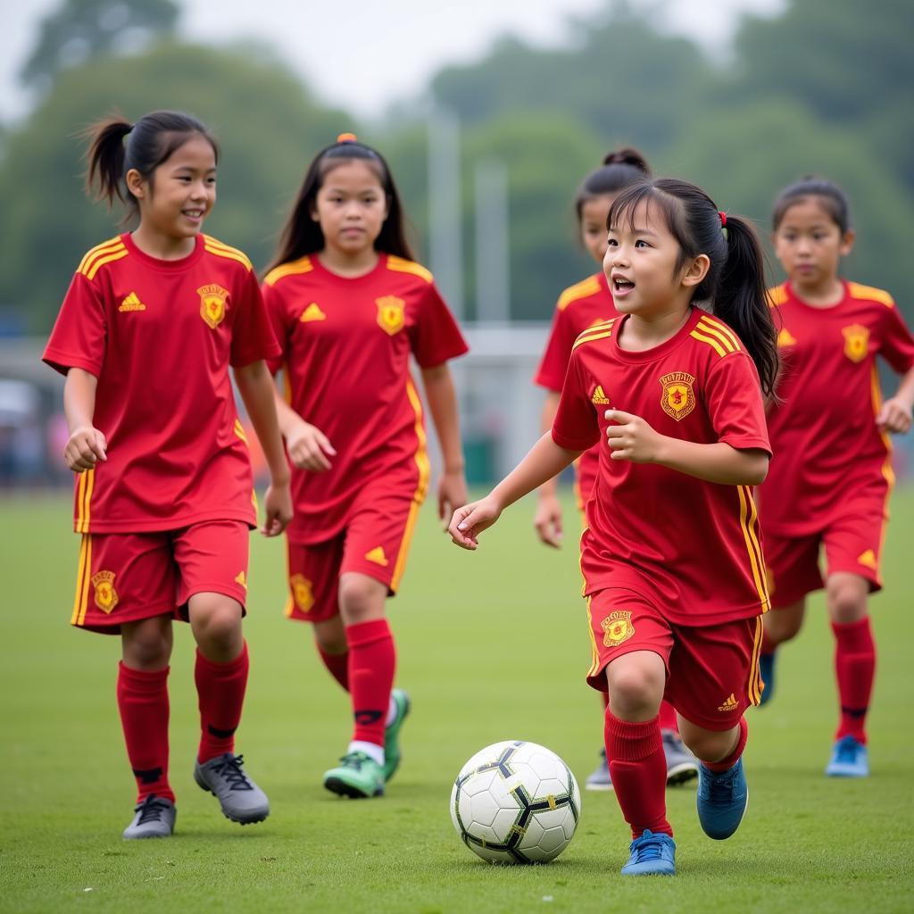 The growing popularity of women's football in Vietnam is evident in the increasing number of young girls participating in the sport.