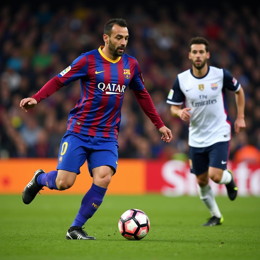 Xavi Hernandez executing a perfect long pass