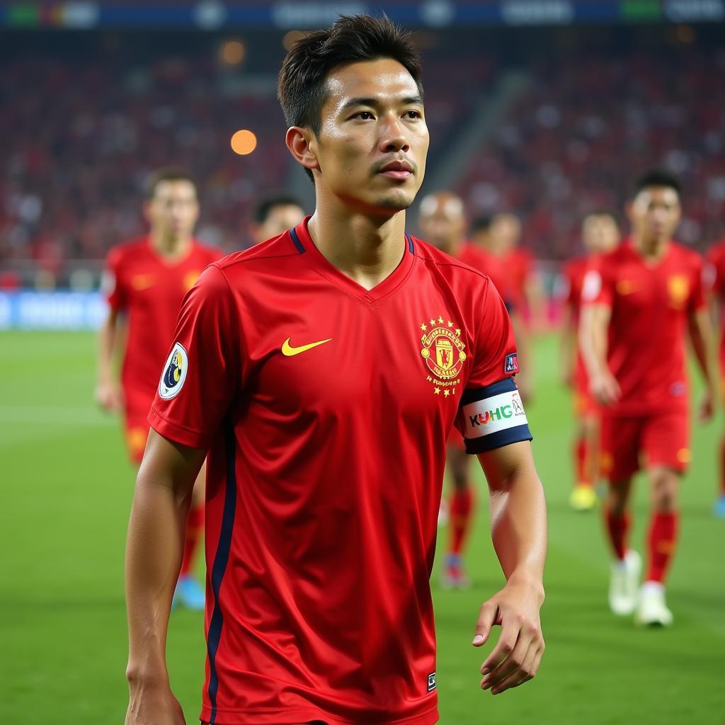 Xuan Truong leading the Vietnamese national team as captain