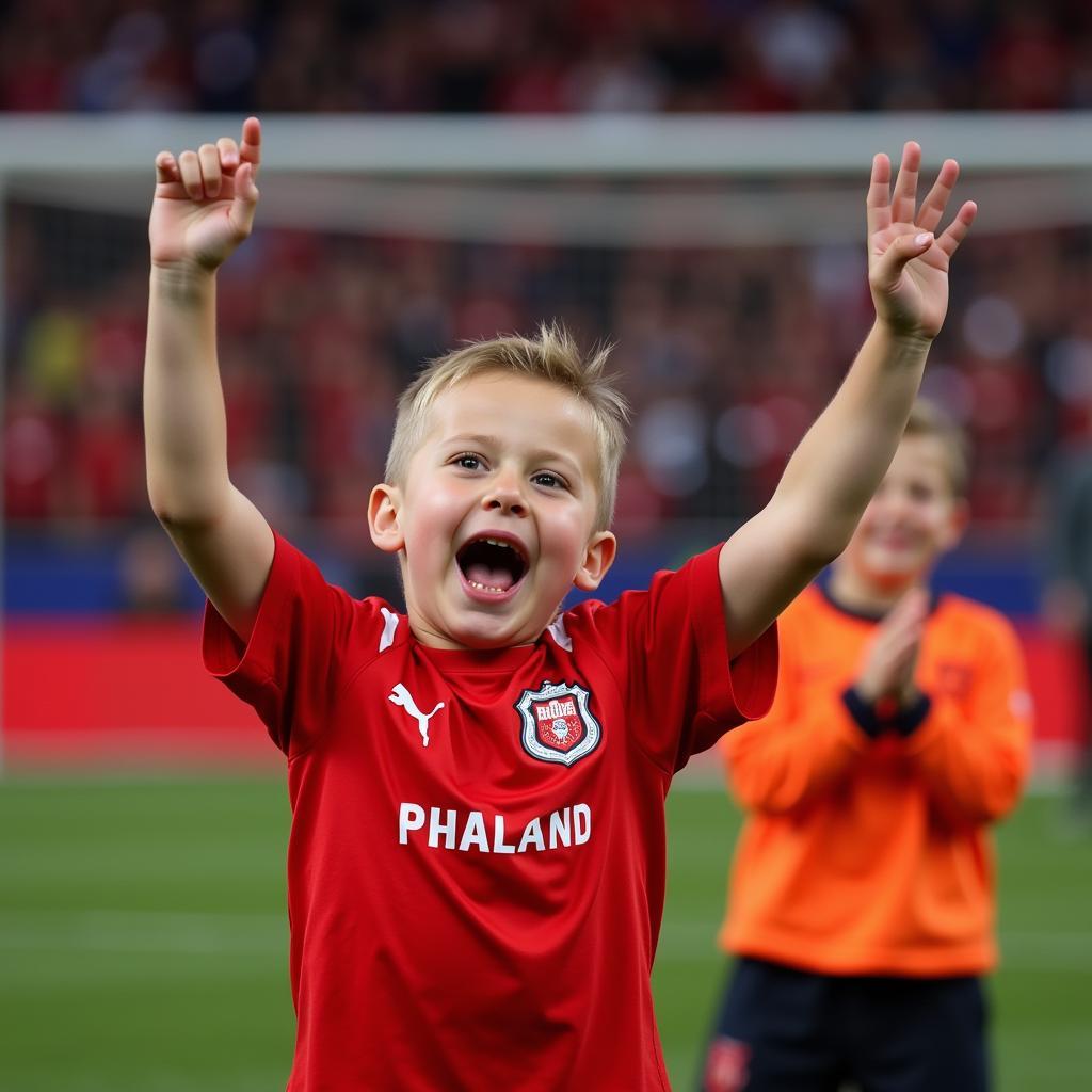 Young Fan Wearing Haaland Jersey