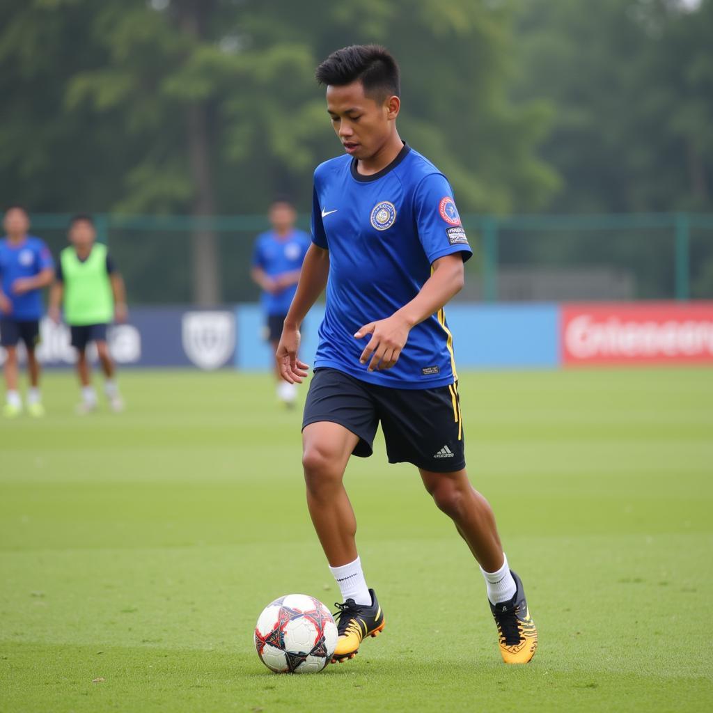 Young Filipino Footballer Training