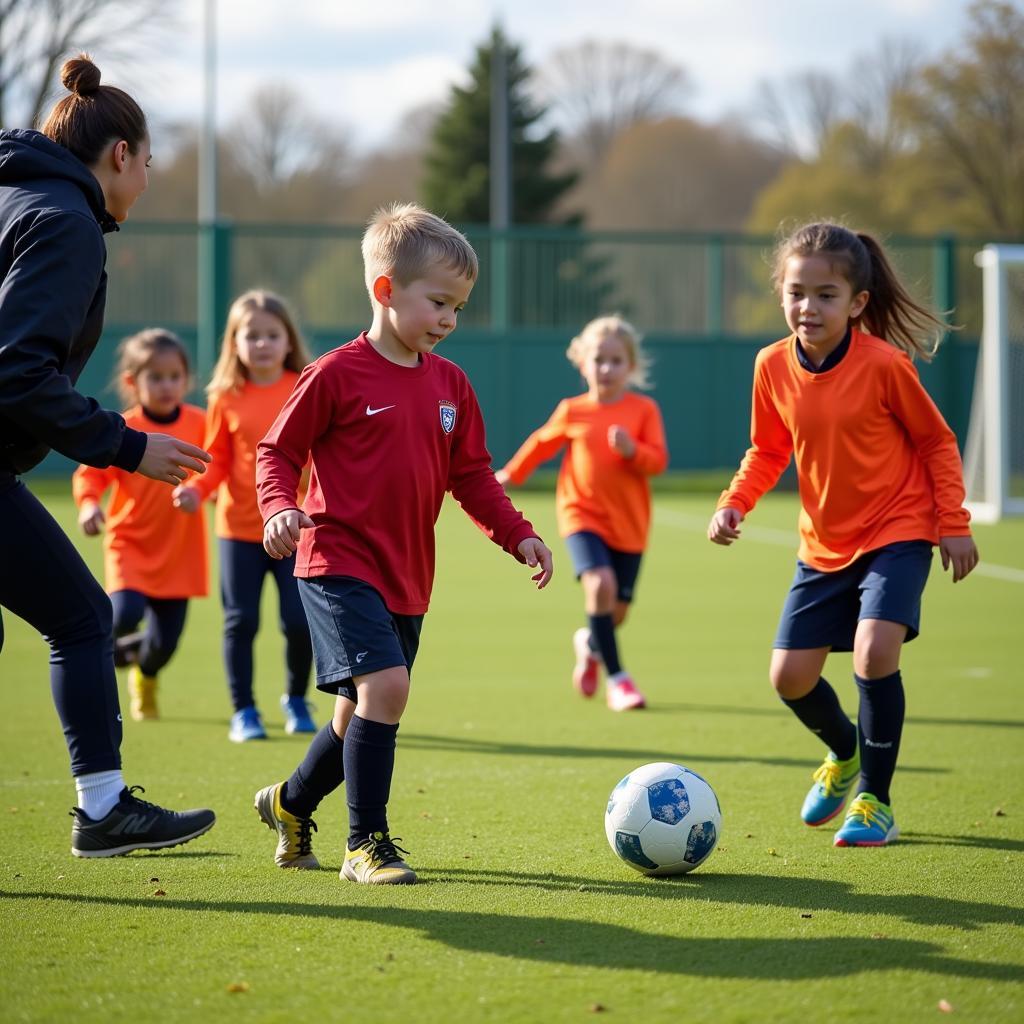 Young Footballers Practicing Drills