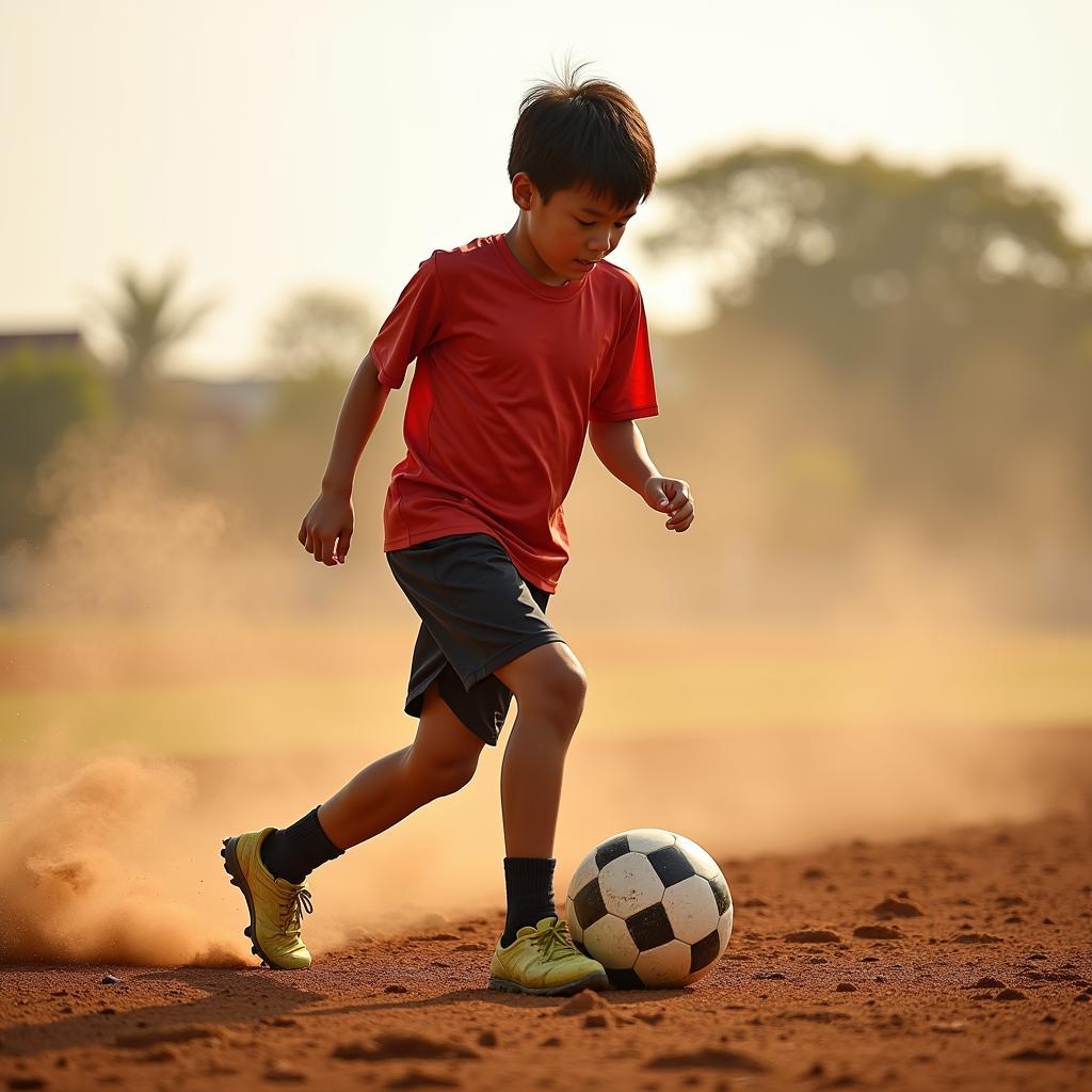 Young Vietnamese Footballer Training