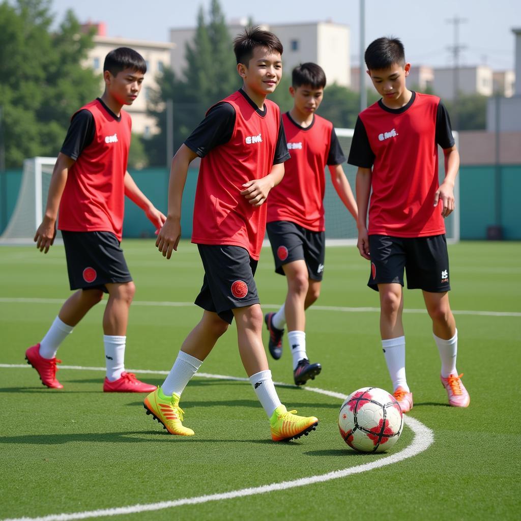 Young Vietnamese Football Players Training